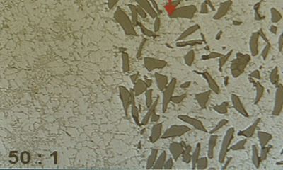 Кристаллы кремния под микроскопом